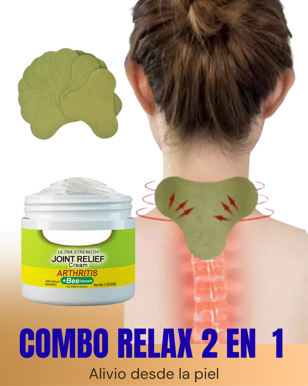 COMBO RELAX 2 EN 1: CREMA Y PARCHES PARA EL DOLOR